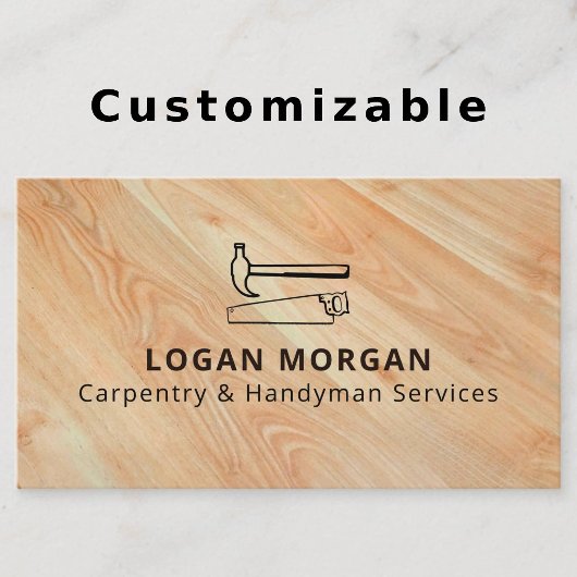 Custom Carpentry Handyman Wood Tools Modern Visitenkarte
