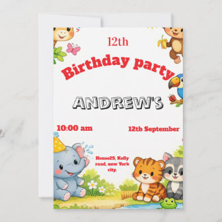 Custom Cartoon Animal Birthday Invitation  Einladung