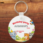 Custom Cartoon Animal Birthday Invitation  Schlüsselanhänger (Rückseite)
