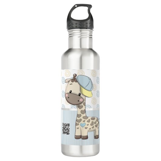 Custom Cartoon Baby Boy Giraffe Edelstahlflasche (Vorderseite)