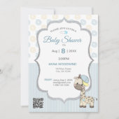 Custom Cartoon Baby Boy Giraffe Einladung (Vorderseite)