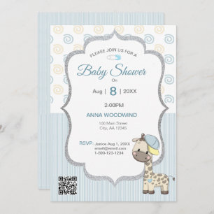 Custom Cartoon Baby Boy Giraffe Einladung