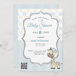 Custom Cartoon Baby Boy Giraffe Einladung