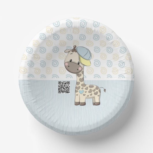 Custom Cartoon Baby Boy Giraffe Paper Bowl Pappteller (Vorderseite)