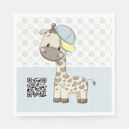 Custom Cartoon Baby Boy Giraffe Paper Napkin Serviette