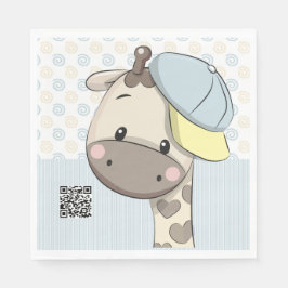 Custom Cartoon Baby Boy Giraffe Paper Napkins Serviette