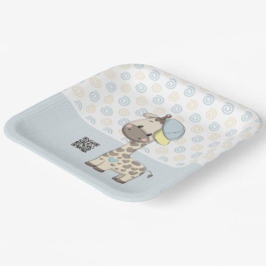 Custom Cartoon Baby Boy Giraffe Papierplatte Pappteller (Gewinkelt)