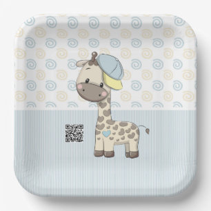 Custom Cartoon Baby Boy Giraffe Papierplatte Pappteller