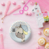 Custom Cartoon Baby Boy Giraffe Pappteller (Party)