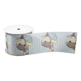 Custom Cartoon Baby Boy Giraffe Satin Ribbon Satinband