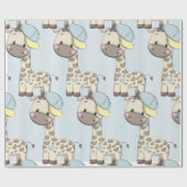 Custom Cartoon Baby Boy Giraffe Wrapping Paper Geschenkpapier (Flach)