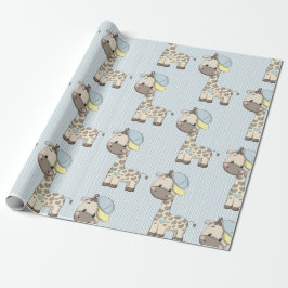 Custom Cartoon Baby Boy Giraffe Wrapping Paper Geschenkpapier