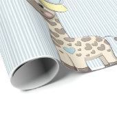 Custom Cartoon Baby Boy Giraffe Wrapping Paper Geschenkpapier (Rolleneckpunkt)