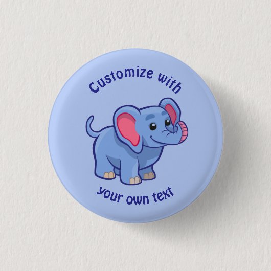 Custom Cartoon Elephant Button (Vorderseite)