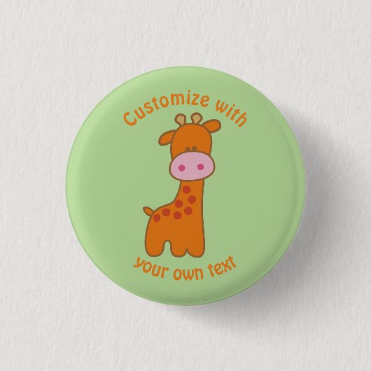 Custom Cartoon Giraffe Button (Vorderseite)
