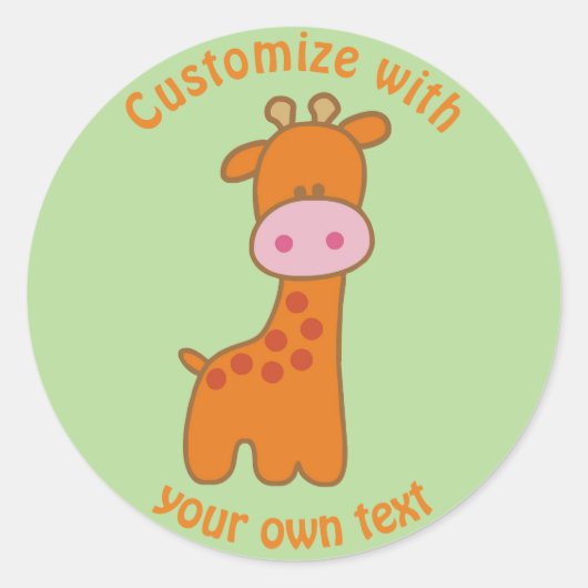 Custom Cartoon Giraffe Runder Aufkleber (Vorderseite)