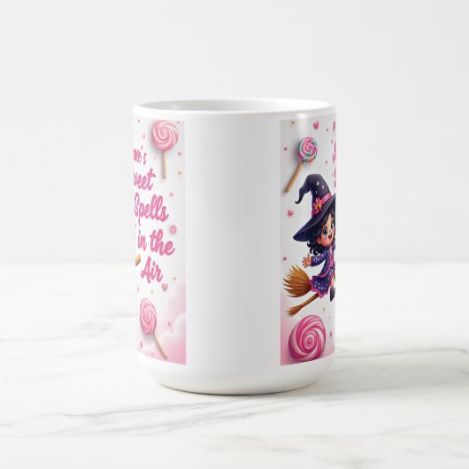 Custom Cartoon Hexe & Candy Sky Hot Chocolate Cup Kaffeetasse (Mittel)