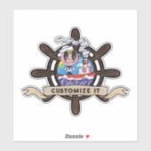 Custom Cartoon Sailor Nautical Ship Wheel  Aufkleber (Blatt)