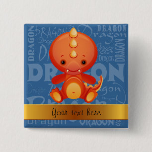 Custom Cartoon Year of the Dragon Word Art Button