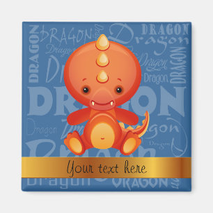Custom Cartoon Year of the Dragon Word Art Magnet