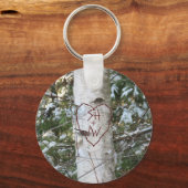 Custom Carved Birch Tree Key Chain Schlüsselanhänger (Vorderseite)