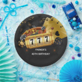 Custom Casino Night Partys Black Gold Pappteller (Party)