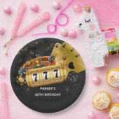 Custom Casino Night Partys Black Gold Pappteller (Party)