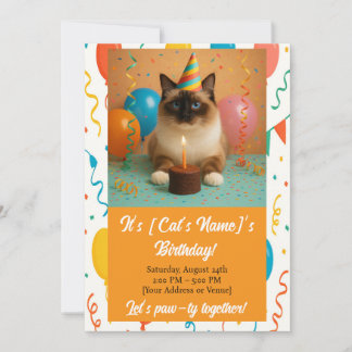 Custom Cat Birthday Party Invitation Einladung