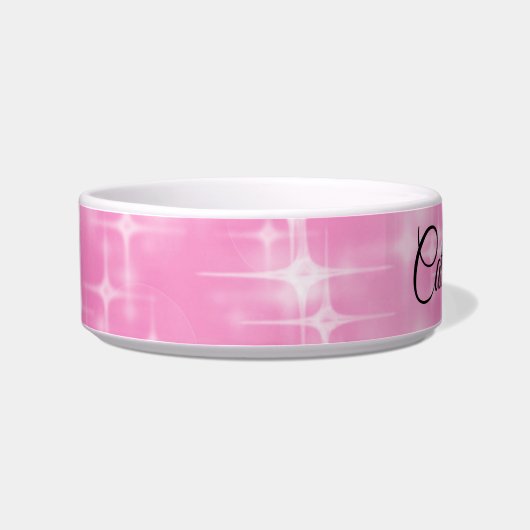 Custom Cat Bowl – Pink Starry Pattern with Name Napf (Links)