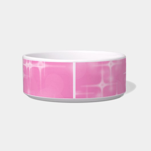 Custom Cat Bowl – Pink Starry Pattern with Name Napf (Rückseite)