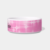 Custom Cat Bowl – Pink Starry Pattern with Name Napf (Rechts)