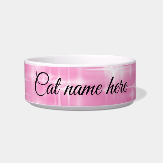 Custom Cat Bowl – Pink Starry Pattern with Name Napf (Vorderseite)
