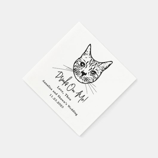 Custom Cat Cocktail Napkins Wedding Serviette (Ecke)