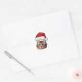 Custom Cat Face Photo Santa Hat Christmas Runder Aufkleber (Umschlag)