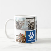 Custom Cat Foto Collage Blue Paw Print Niedlich Kaffeetasse (Links)