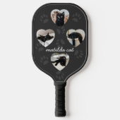 Custom Cat Foto Heart Black Pickleball Paddel Schläger (Vorderseite)