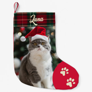 Custom Cat Foto Weihnachts-Strumpf Kleiner Weihnachtsstrumpf