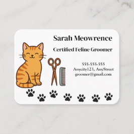 Custom Cat Groomer Business Card – Cute Paw Print  Visitenkarte