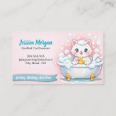 Custom Cat Groomer Business Card – Pastel Design Visitenkarte (Rückseite)