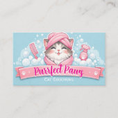 Custom Cat Groomer Business Card – Pastel Design Visitenkarte (Vorderseite)