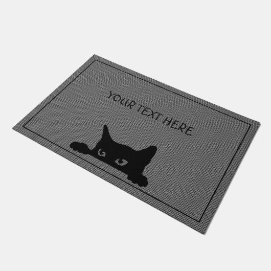 Custom Cat Large Door Mat | Grau und Schwarz Fußmatte (Schrägansicht)