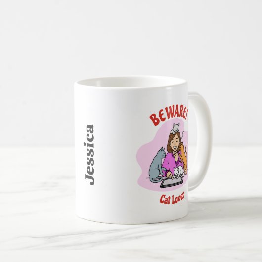 Custom Cat Lover Mug – Personalized Gift Kaffeetasse (VorderseiteRechts)