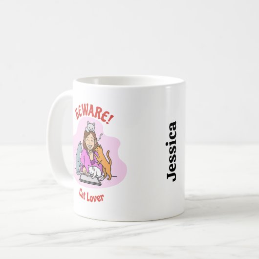 Custom Cat Lover Mug – Personalized Gift Kaffeetasse (Vorderseite Links)