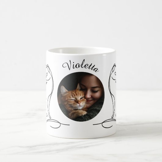 Custom Cat Lover Tasse - Minimalistische One-Line (Mittel)