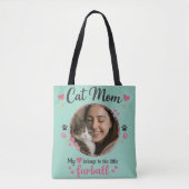 Custom Cat Mom Tote Bag with Photo Tasche (Vorderseite)