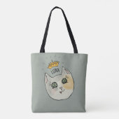 Custom Cat Name Art - Chubby White Cat with Crown Tasche (Rückseite)