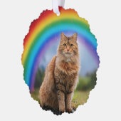 Custom Cat on Rainbow  Ornament Karte (Links)