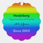 Custom Cat on Rainbow  Ornament Karte (Rückseite)