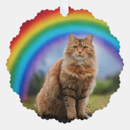 Custom Cat on Rainbow  Ornament Karte