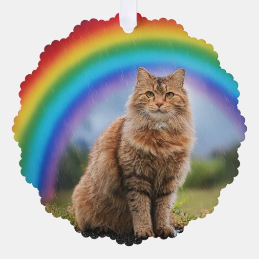 Custom Cat on Rainbow  Ornament Karte (Vorderseite)